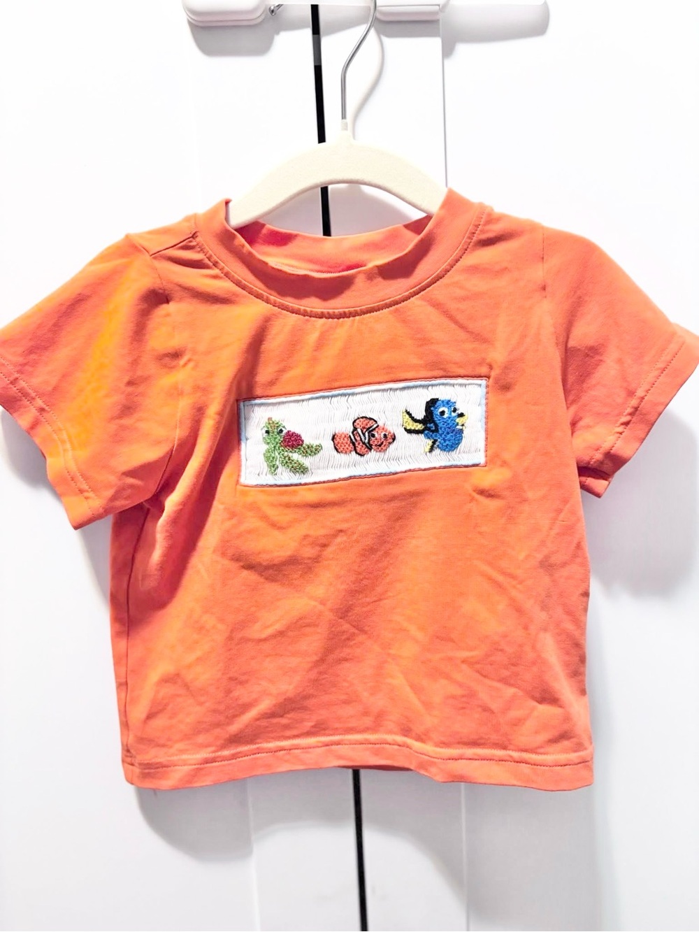 Kids Orange Short-Sleeve Tee with Ocean Patch